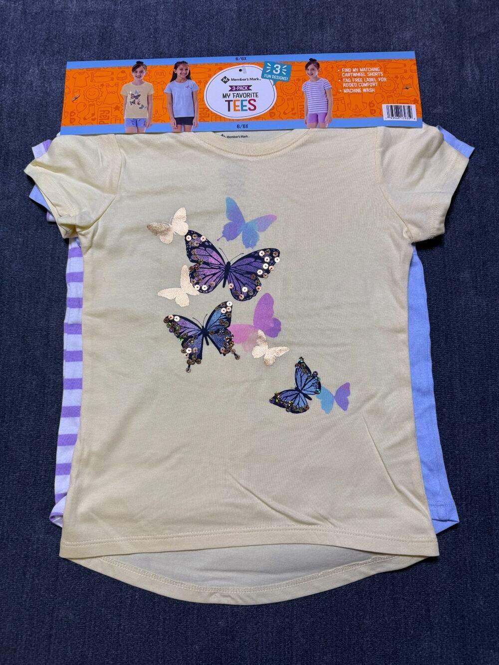 NWT Member's Mark My Favorite T-Shirts Girls 6/6X Multi Short Sleeve - Lot of 3